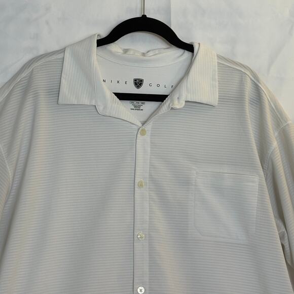 Nike Golf Sphere Dry Button Up Shirt Mens XXL White Performance Stretch RARE - Picture 2 of 8